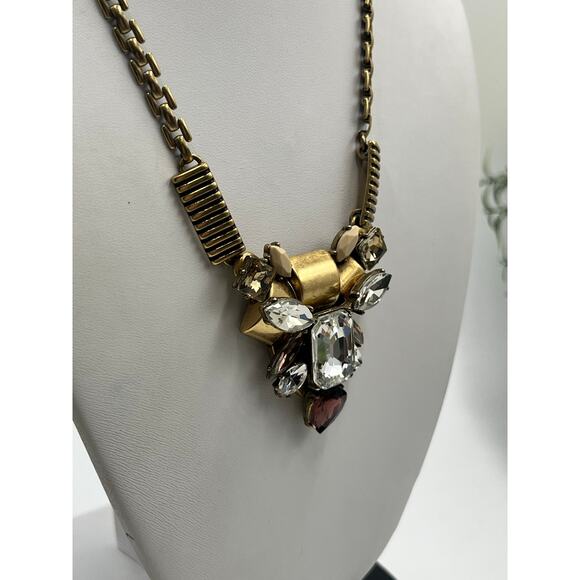 J.Crew Chunky Gold-tone Rhinestone Jeweled Statement Necklace Multicolor - Picture 9 of 9